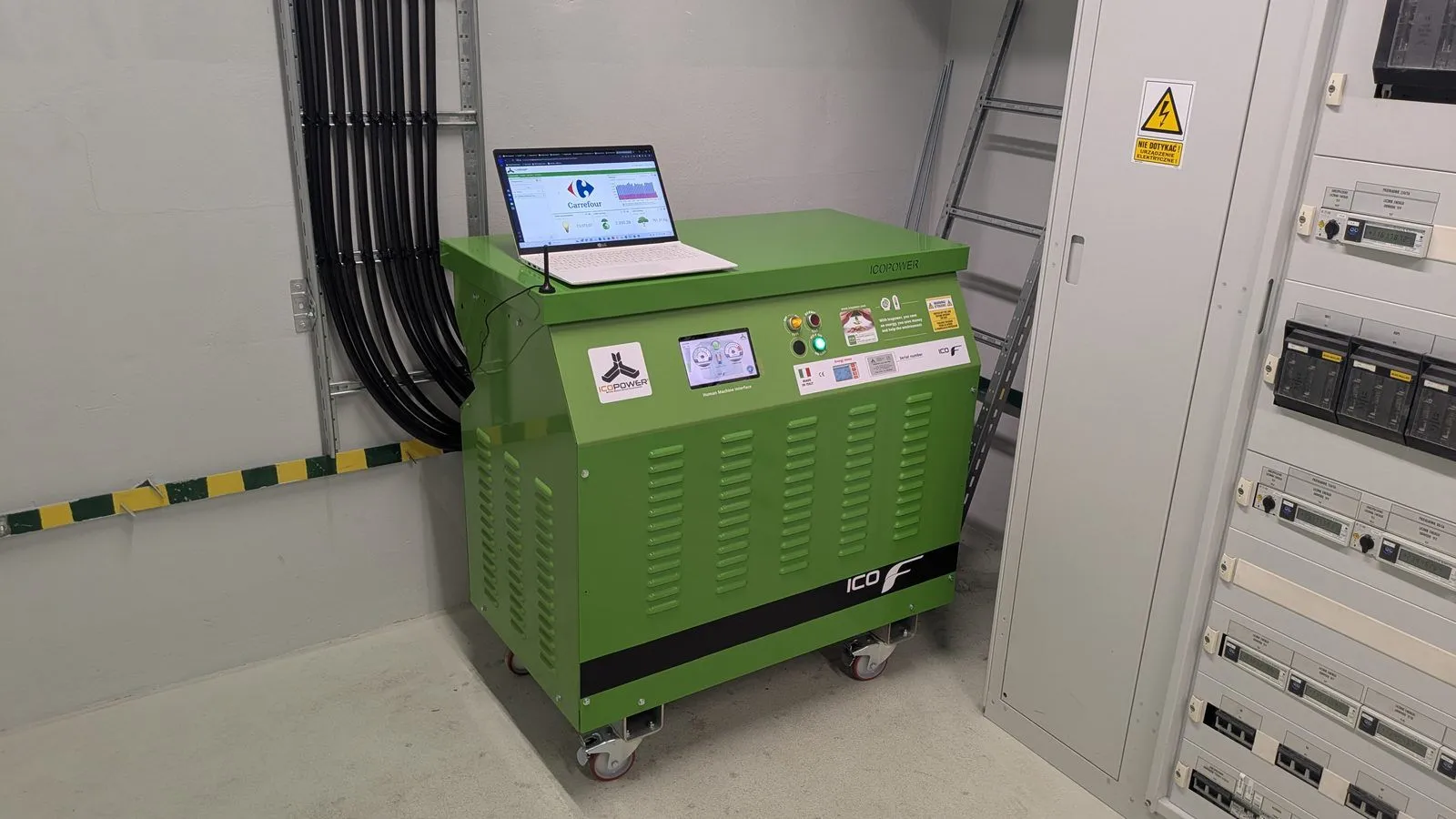 Inbedrijfstelling van een Icopower-unit met een laptop