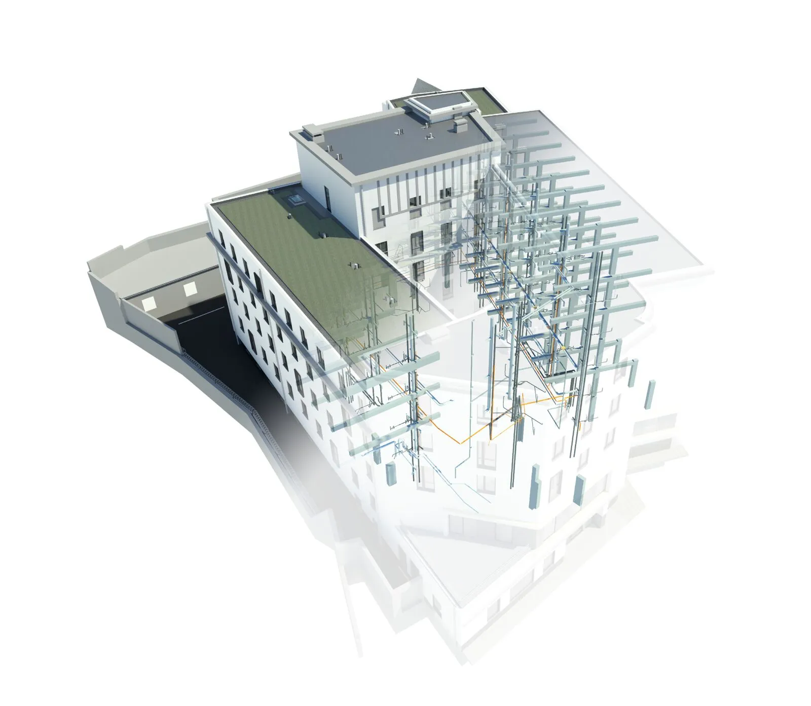 Modèle BIM des techniques pour 168 chambres d'étudiants à Louvain