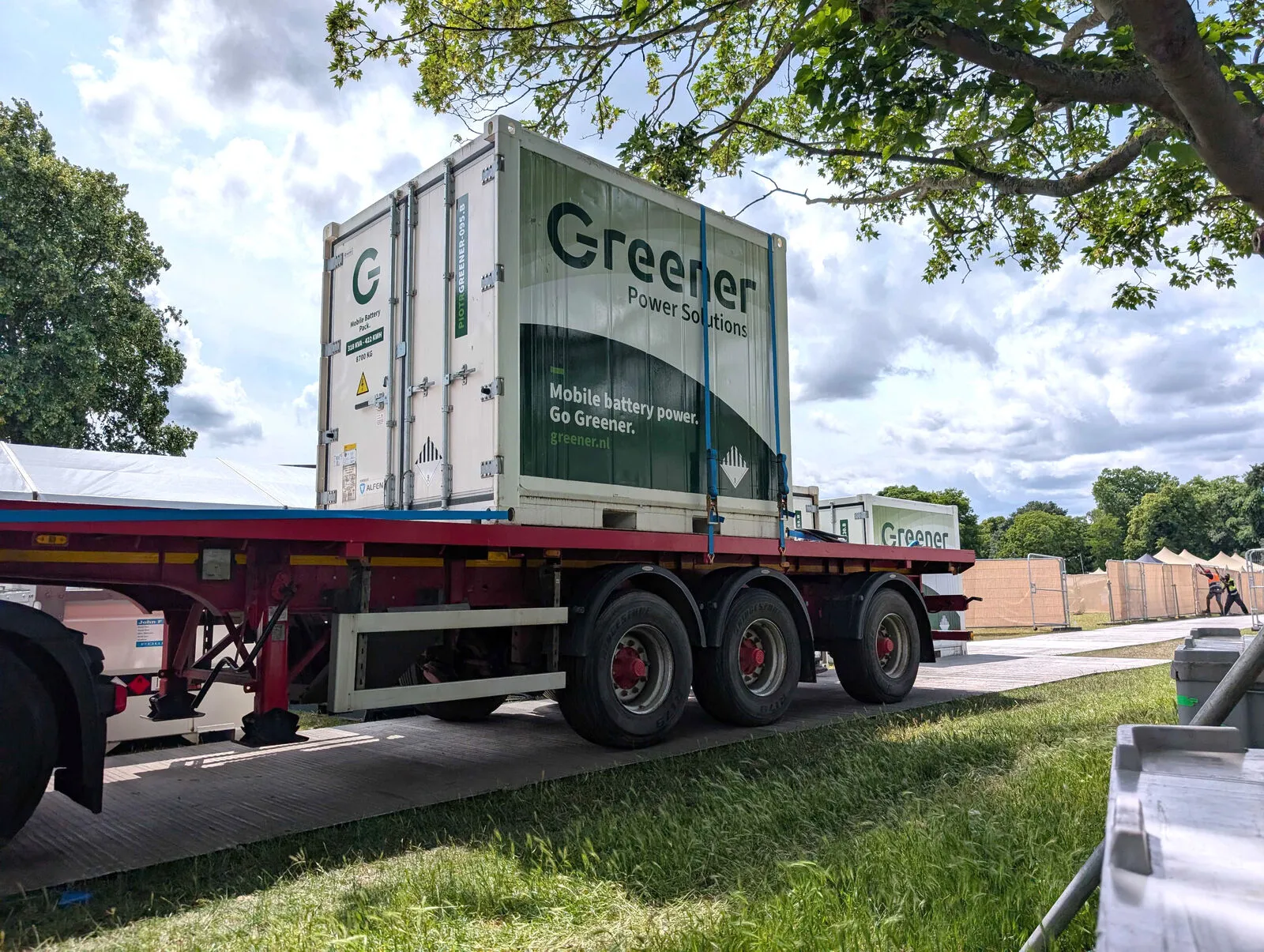 Une batterie mobile Greener sur camion, dans la flotte itinérante du LIDO Festival sans diesel à Londres