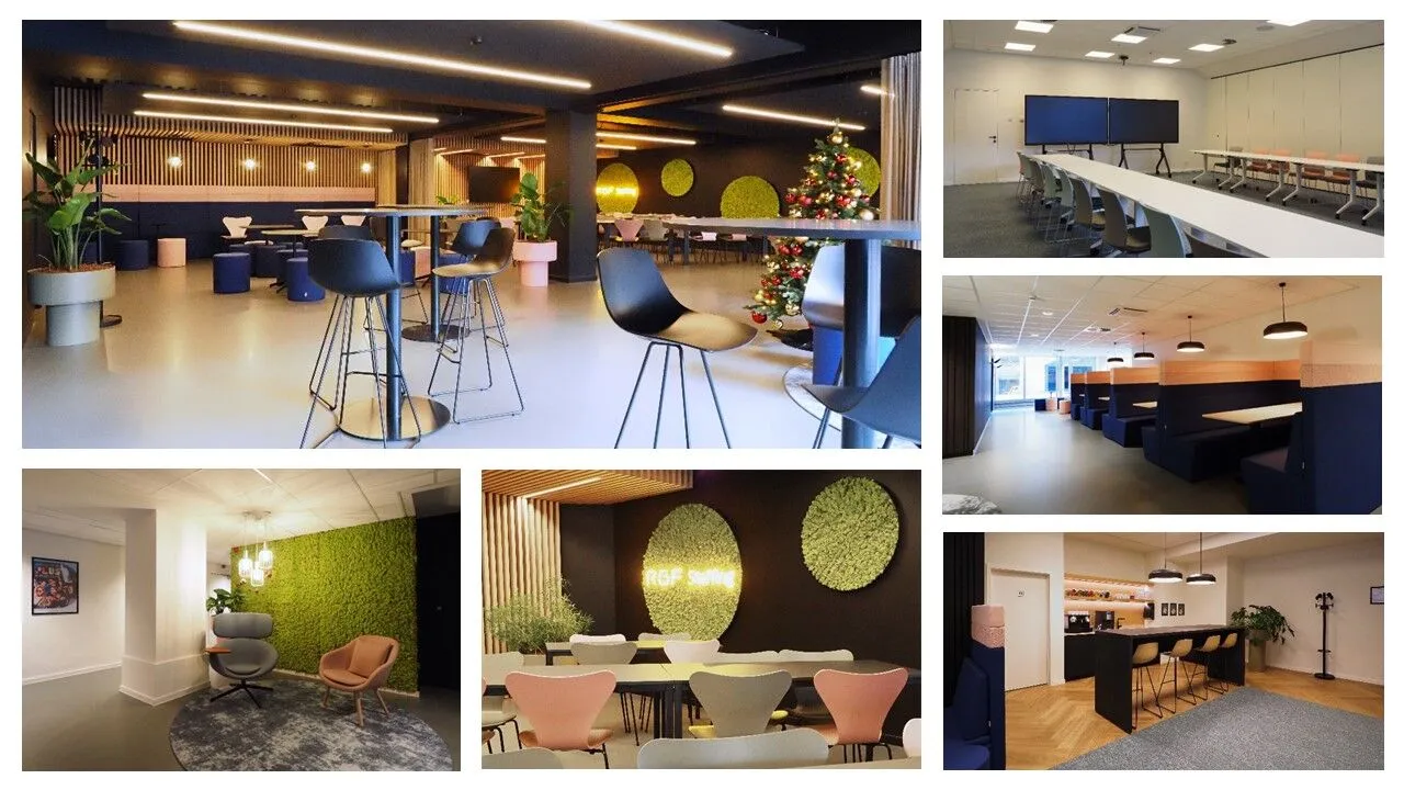 Lounge, bar et salles de réunion au siège de RGF Staffing à Anvers, rénové par Nnof